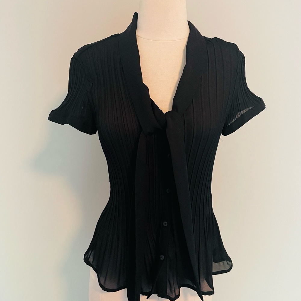 Worthington Black blouse with tie NWT